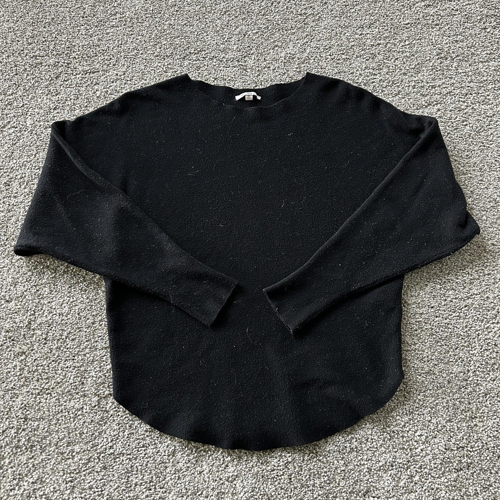 Via Milano Sweater Womens Medium Black Solid Crew Neck Dolman Sleeve Tight-Knit